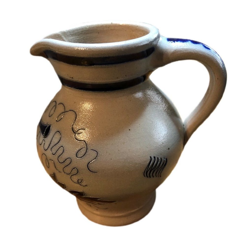 Scheurich West Germany Pottery Pitcher 517-15 Green Blue Fata Lava Style